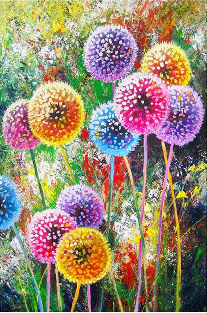 5D Diamond Painting Kits for Adults Colorful Dandelion DIY Paint by Number Full Drill Diamond Craft Canvas Painting(40X30cm)