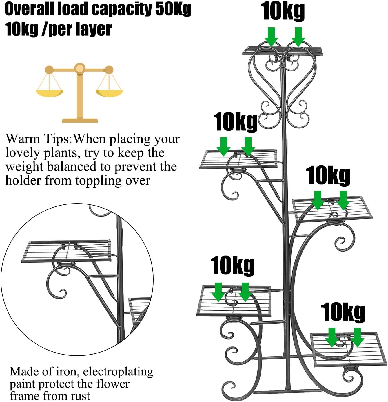 UNHO NHO Soporte de Metal para macetas: Amazon.es: Jardín