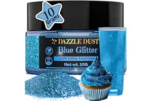 DAZZLE DUST BULK-(10g) Blue Edible Glitter For Drinks Blue Sprinkles For Cake Decorating, Cocktails, Blue Luster Dust Edible Glitter For Cakes, Edible Cake Decorations 100% Food Safe, Vegan, Gluten Free.