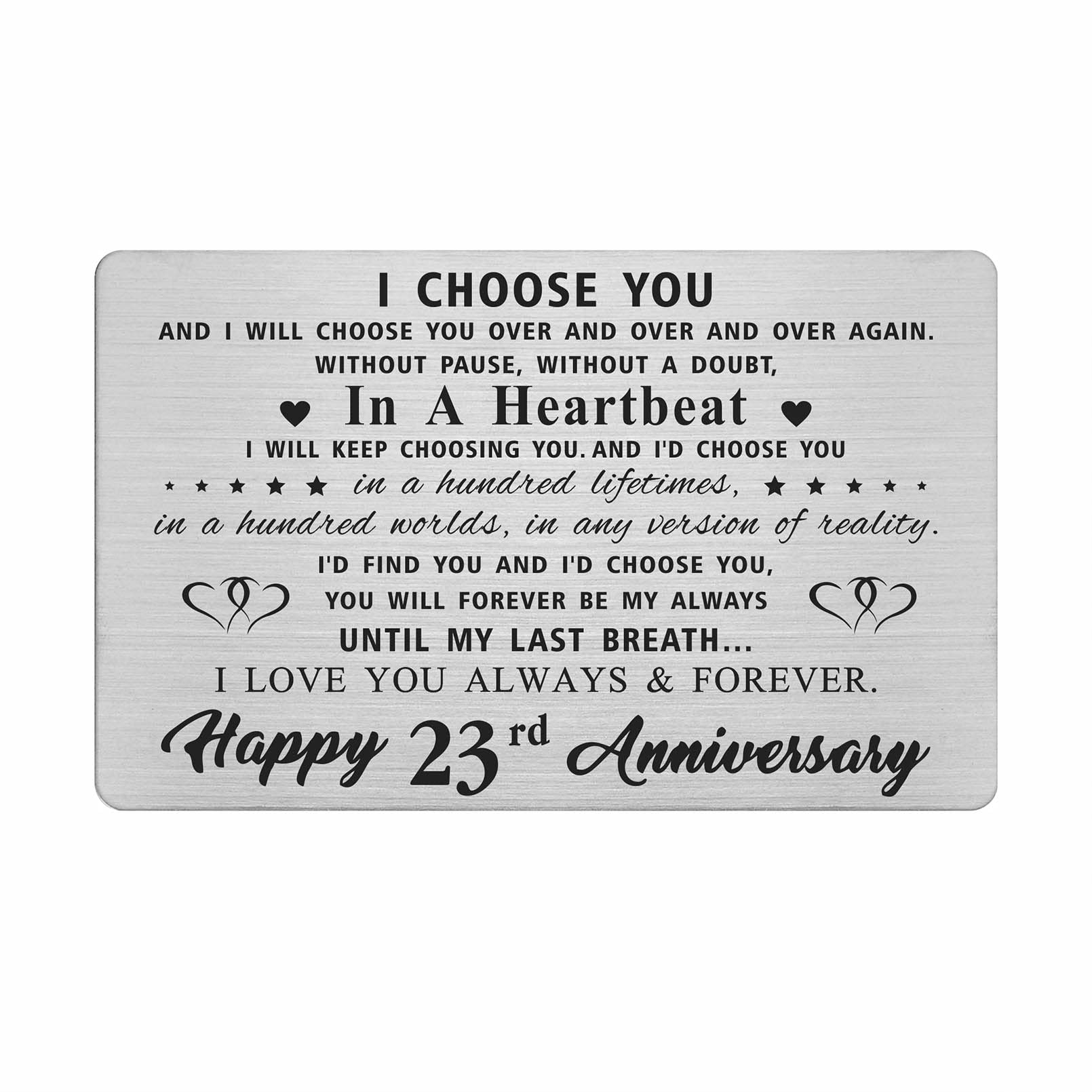 23rd Anniversary Card Gifts for Wife, 23 Year Wedding Anniversary Engraved Wallet Card Presents
