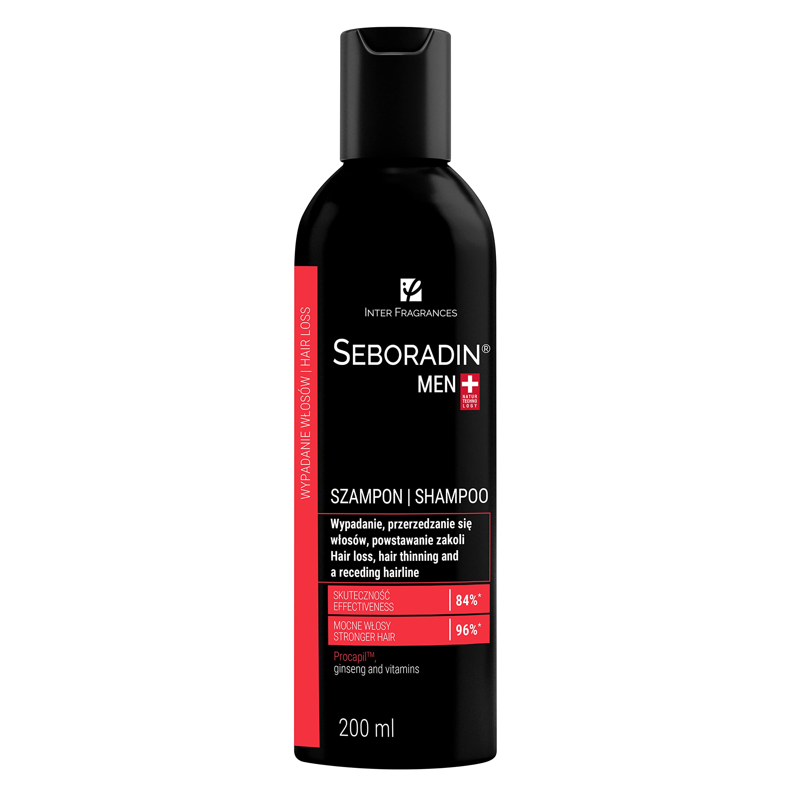 SEBORADIN MEN Hair Shampoo For Hair Loss Hair Thinning Shampoo 200 ml Vitamins And Natural Extracts For Thickening And Growth Natur Technology Hair And Scalp Treatment Care Receding Hairline