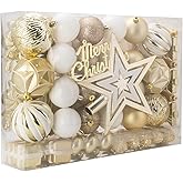 LARAINE Christmas Balls Ornaments 88 Pcs Decorations for Christmas Tree, Assorted Shatterproof Hanging Ball Variety Gift Set of Holiday Party Wedding Decoration (Gold)
