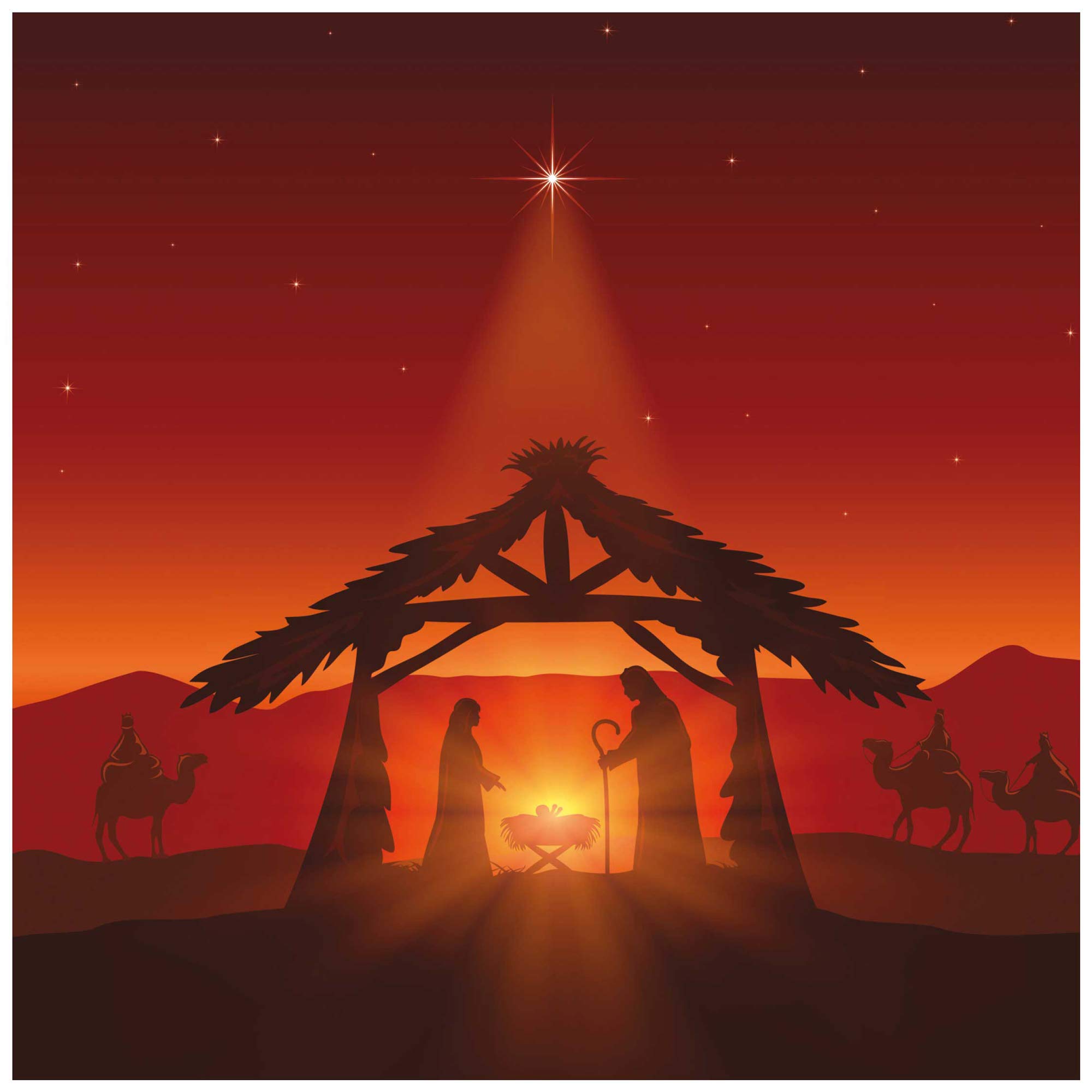 Christian Christmas cards, pack of 10 - The Stable, with Bible verse Isaiah 9:6 inside these religious Christmas cards, by Just Cards Direct