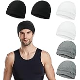 LUNINGLA 6Pcs Cotton Skull Caps for Men Women, Beanie Sleep Hats Stretchy Helmet Liner Headwear for Sleeping Cycling