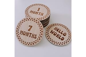 OENIZI Baby Monthly Milestone,It's Boy and It's Girl, Hello World, Wooden Baby Milestone Signs, Monthly Milestone Wood Discs, Baby Milestone Discs (S004)
