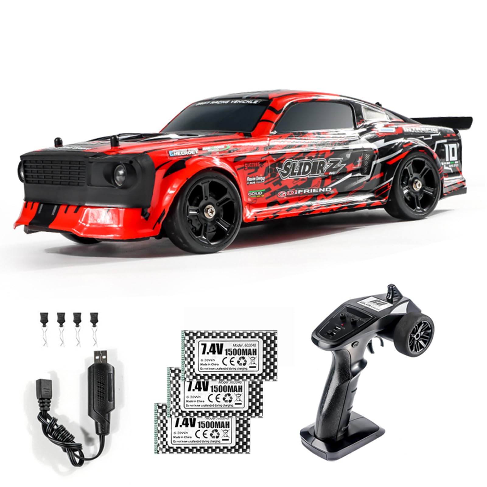 Hylukon 1:14 Scale Remote Control Drift RC 2.4 GHz 35km/h High-Speed 4WD Electric Vehicle with LED Lights, RC390 Strong Magnetic Motor Racing for Teens Adults