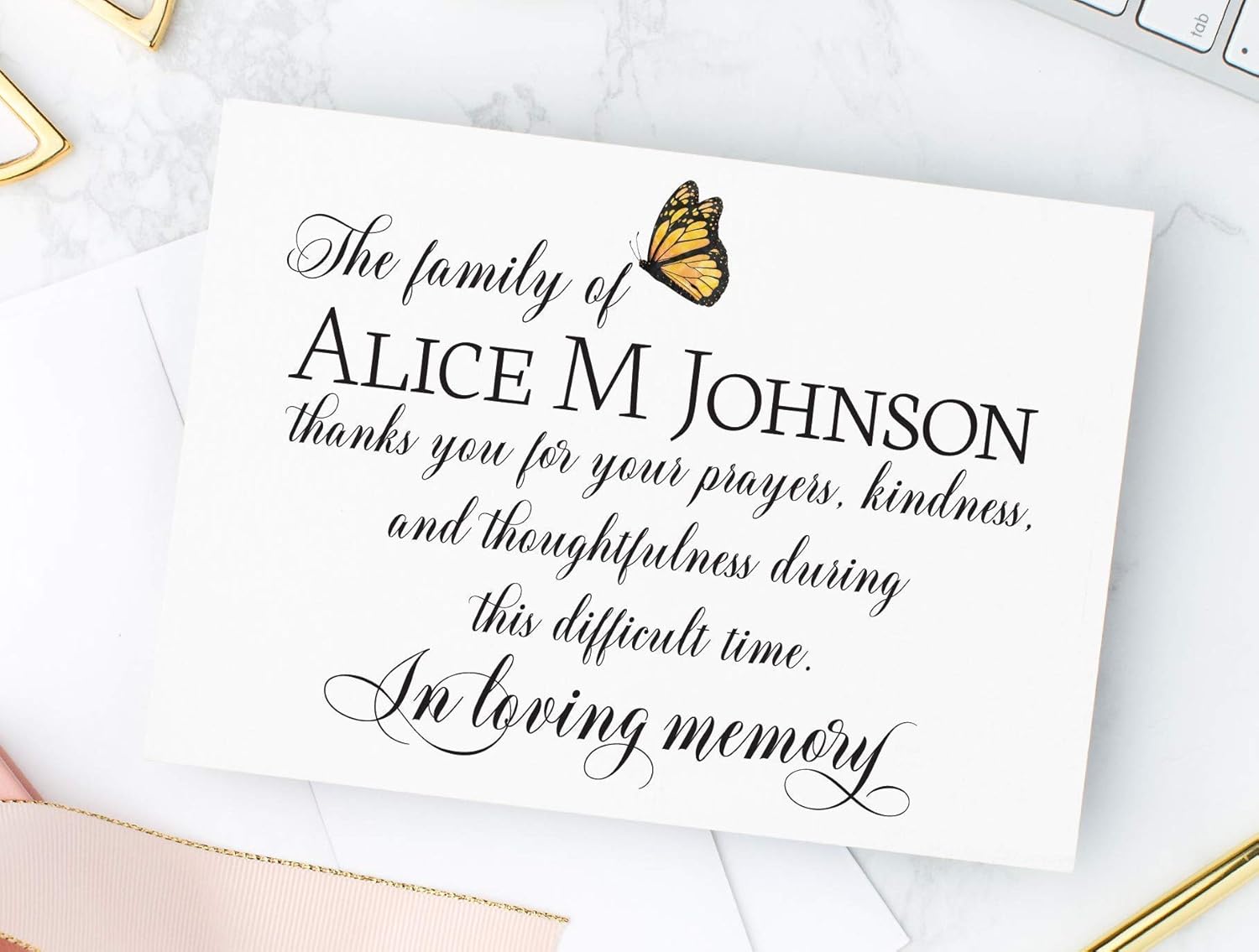 Amazon personalized thank you for funeral cards with envelopes