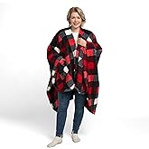 Berkshire Blanket Double Sided Sherpa Wearable Blanket,Warm Cozy Shawl with Pockets Plush Cape Wrap