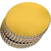 CHERRY 25-Pack 12 inch Sturdy Round Cake Boards, Gold Cardboard Cake Circles plate Scalloped Base,Pack of 25
