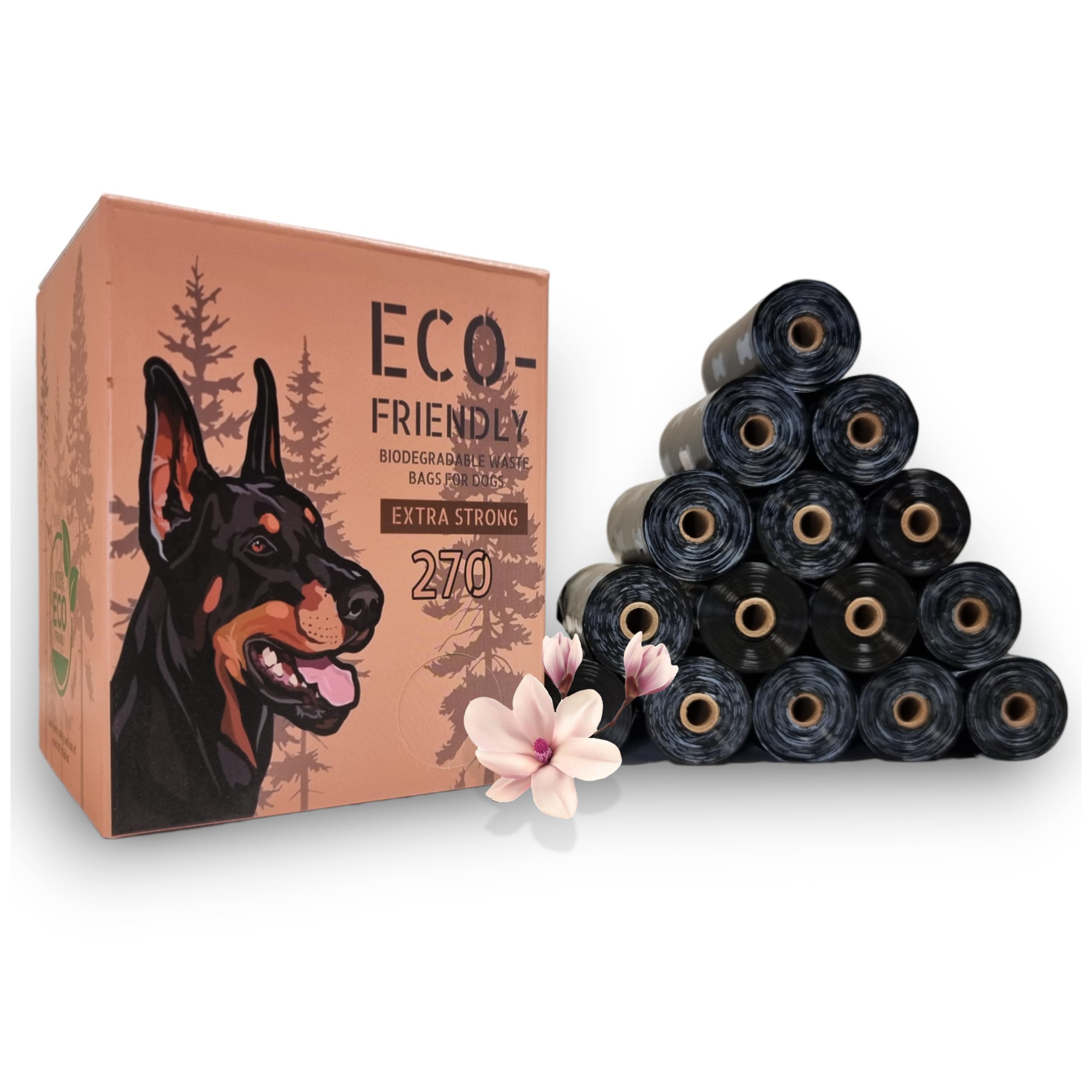 Aurora Dog Poo Bags 18 Rolls/270 Bags, 100% Extra Strong and Leak Proof, Scented Biodegradable Poop Bags for Dog Waste ECO Friendly