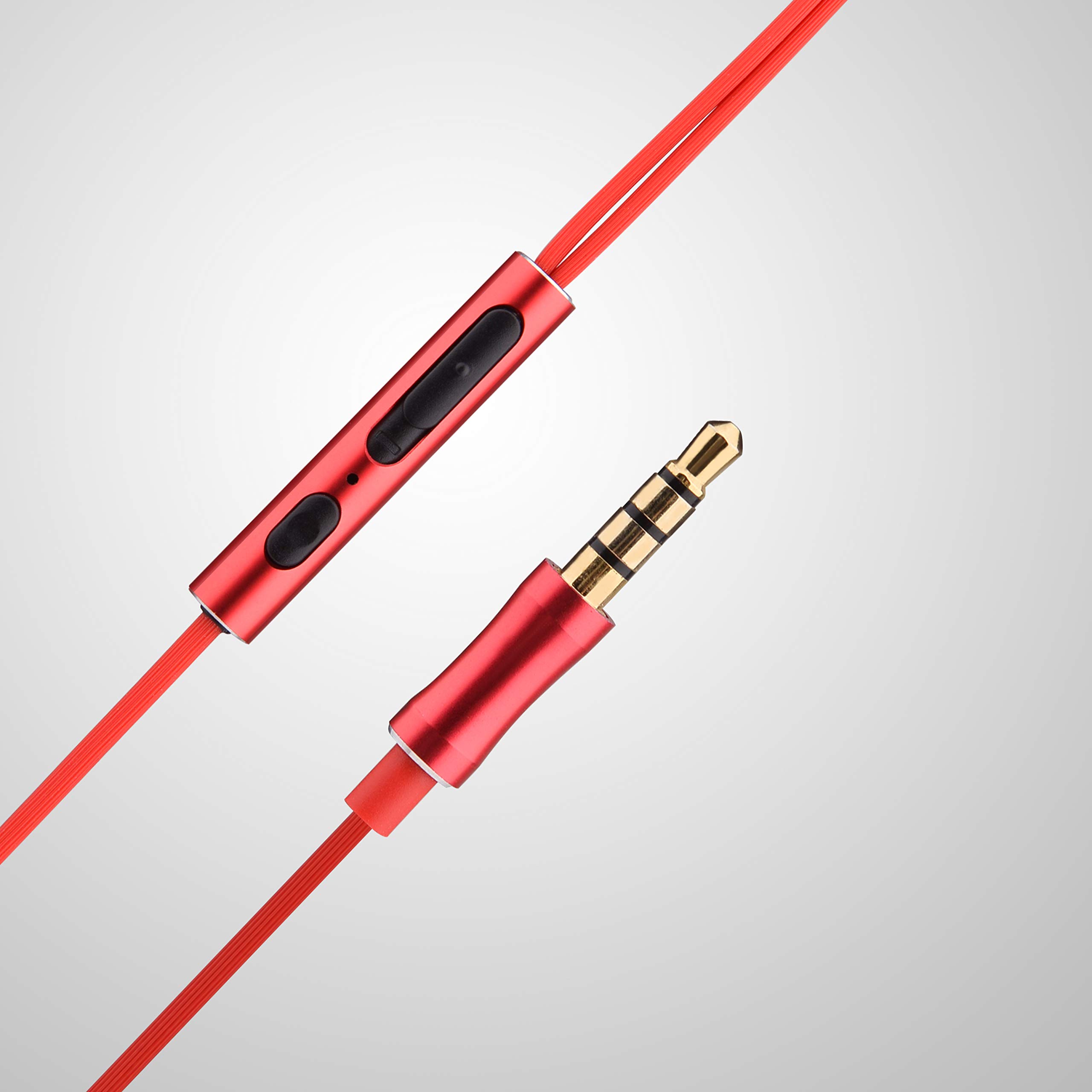 Noise Isolating In Ear Earphones Headphones with Microphone Pure Sound Powerful Bass Wired Earbuds Headset Compatible with iPhone iPad Samsung Honor Huawei Galaxy-(Red)