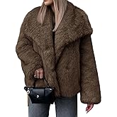 Cicy Bell Womens Faux Fur Coat Winter Shaggy Casual Oversized Lapel Jackets Warm Fuzzy Outerwear