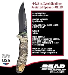 Bear Edge Zytel Sideliner, 3.5” 440 High Carbon