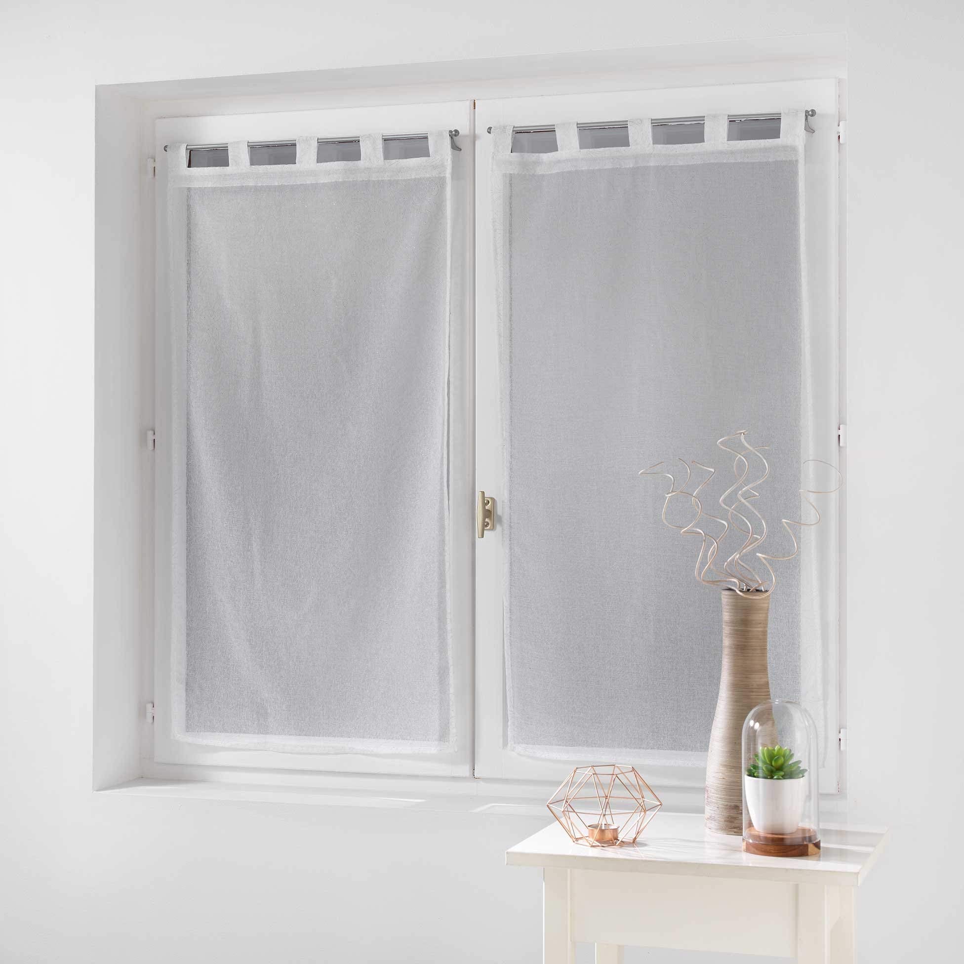 Douceur d'interieur Dalya Pair of Straight Loops Voile Sand Stripes, Polyester, Fuchsia, 90 x 60 cm