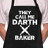 Rosoz Funny BBQ Black Chef Aprons for Men, They Call Me Darth Baker, Adjustable Kitchen Cooking Aprons with Pocket Waterproof Oil Proof Father’s Day/Birthday