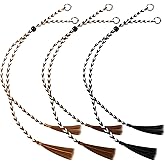 Wesnoy 3 Pcs Western Braided Stampede String for Cowboy Hats with Tassel Removable Chin Straps for Hats Men Women
