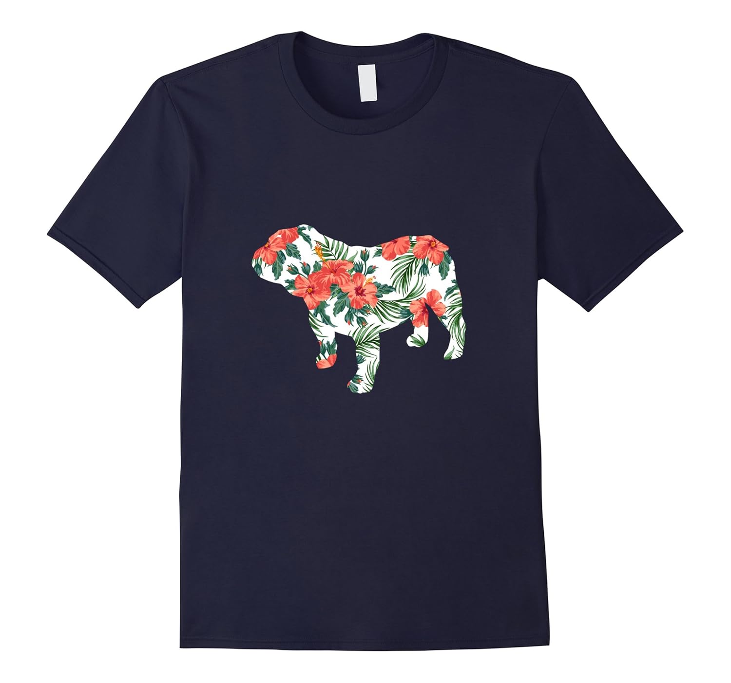 Bulldog Aloha Dog Silhouette T-Shirt Red-ANZ