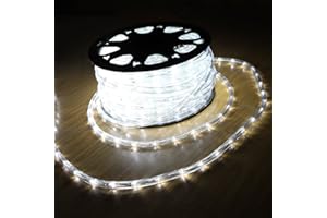 DINGFU Upgraded 100ft 720 LED Rope Lights, Indoor Outdoor Waterproof Rope Lights,White Rope Light for Deck,Background,Yard,Garden Bridges Decorations