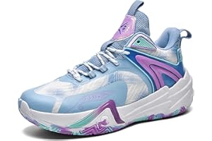 Bawcud Big Kids Basketball Shoes for Boys and Girls - Comfortable Durable Sneakers, Non-Slip Traction & Vibrant Colors for Sports Training, Indoor/Outdoor Games