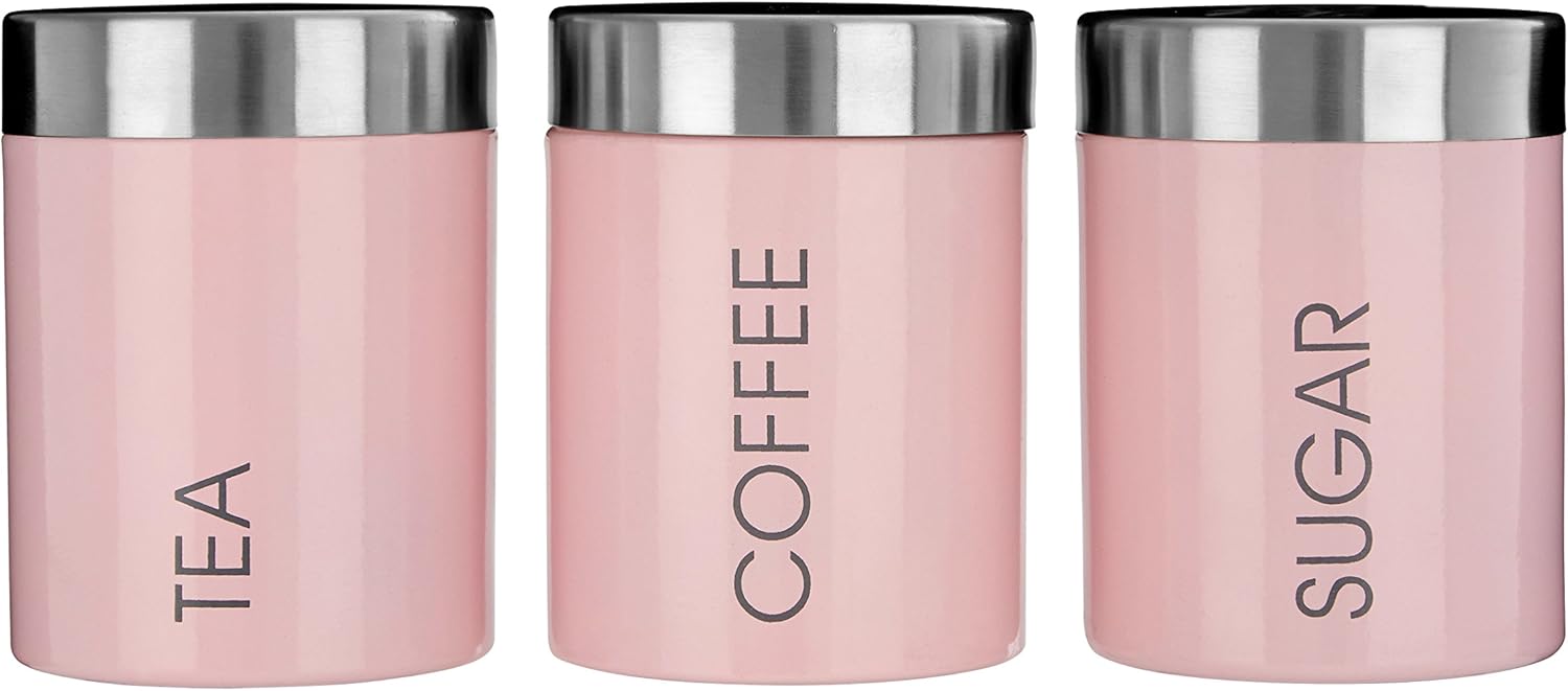 pastel pink tea coffee sugar canisters