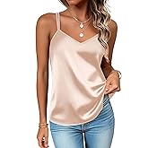 Zeagoo Silk Camisole Tops for Women 2026 V Neck Satin Tank Top Spaghetti Strap Cross Back Sleeveless Summer Blouses