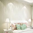 QIHANG 3D Stereoscopic Simple Striped Grass Leaf Thick Flocking Wallpaper Cream Color 0.53m*10m=5.3SQM