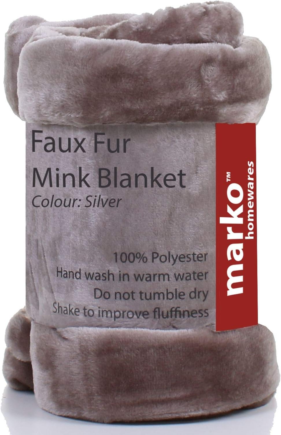 Marko Homewares Mink Blankets 200cm x 240cm Faux Fur Throw Blanket Sofa Double Bed Size Soft Warm Fleece … (Silver)