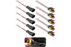 WEIGONGR 2 Pin Connector, 5PCS Waterproof Wire Connector Male and Female Way 16 AWG Plug Auto Electrical Wire Quick Disconnect/Connect Wire Connectors Suitable for car Truck, Boat and Other Wire Connection