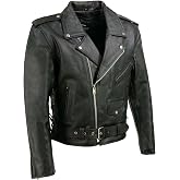 Event Biker Leather Men's Basic Motorcycle Jacket with Pockets