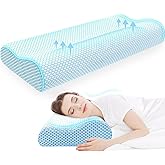 CloudBliss Memory Foam Pillow, Ergonomic Neck Contour Cervical Pillow for Back and Shoulder Pain, Orthopedic Pillow for Neck Pain Relief, for Sleeping Side, Back, Stomach Sleepers - Blue, King