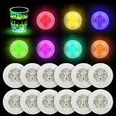 LOGUIDE LED Coaster Discs,12 Pack Light Up Coasters,7Colors RGB LED Bottle Lights,Bottle Glorifier, LED Sticker Coaster Discs Light Up for Drinks, Flashing Shotb Light (Multicolor)