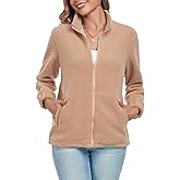 FIOPHY Women's Zip up Fleece Sherpa Jacket Oversize Stand Collar Long Sleeve Fuzzy Casual Jacket with Pocket