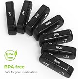 AUVON XL Weekly Pill Box Organiser 7 Day 2 Times a Day Black Privacy Case view 7