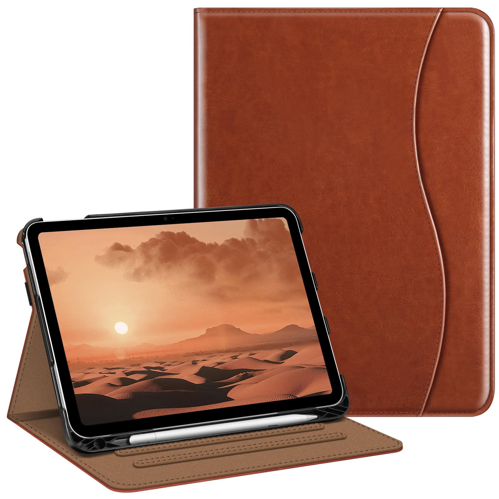 FINTIE Case for iPad (A16) 11th Generation 11 Inch (2025), iPad 10th Generation 10.9 Inch (2022), Multi-Angle Viewing Stand Cover w/Pencil Holder & Pocket, Auto Sleep/Wake, Brown — image 1