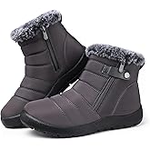 SHIBEVER Women Winter Snow Boots: Black Waterproof Walking Booties Non Slip Fur Lined Warm Outdoor Ankle Short Boot