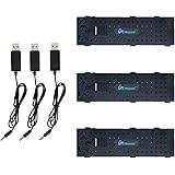 Noiposi 3Pcs 3.7V 500mAh Modular Battery with USB Charger for JJRC H47 Holystone HS160 Eachine E56 GoolRC T47 Furibee H818 Potensic F188WH Selfie Drone