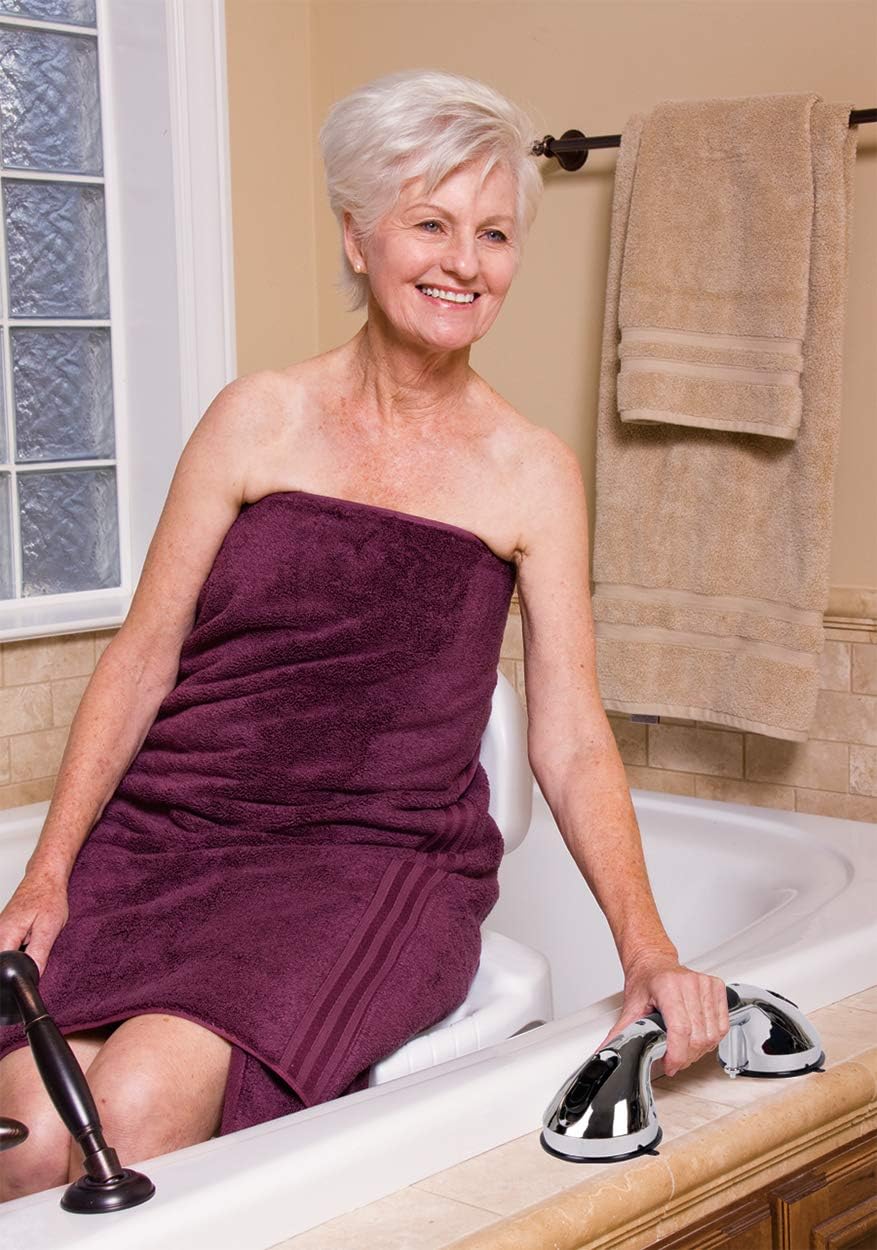 Carex Ultra Grip Shower Grab Bar - Shower Handle and Bathroom Bar - 12 Inch Safety Bar With Dual Locking Suction Cups For Bathtubs and Showers, Chrome: Health & Personal Care