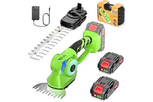 VARAI Cordless Hedge Trimmer, 2-in-1 Hedge Trimmer, Ultra Long Battery Life with Battery*2, high-Power and high-Capacity Grass Trimmer for Gardens, Yards and lawns, Including Charger