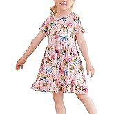 EASWEET Toddler Girls Short Sleeve Summer Dress Buttery Soft Bamboo Viscose Twirl Dress