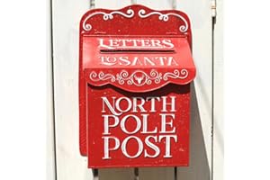 BIG FORTUNE Letters to Santa Mailbox Mailbox Wall Mount North Pole Post Vintage Mailbox Red Mailbox Decoration Christmas Farm