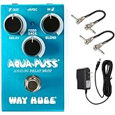 Way Huge WM71 Aqua-Puss Analog Delay Effects Pedal Bundle with 2 MXR Patch Cables and Power Supply