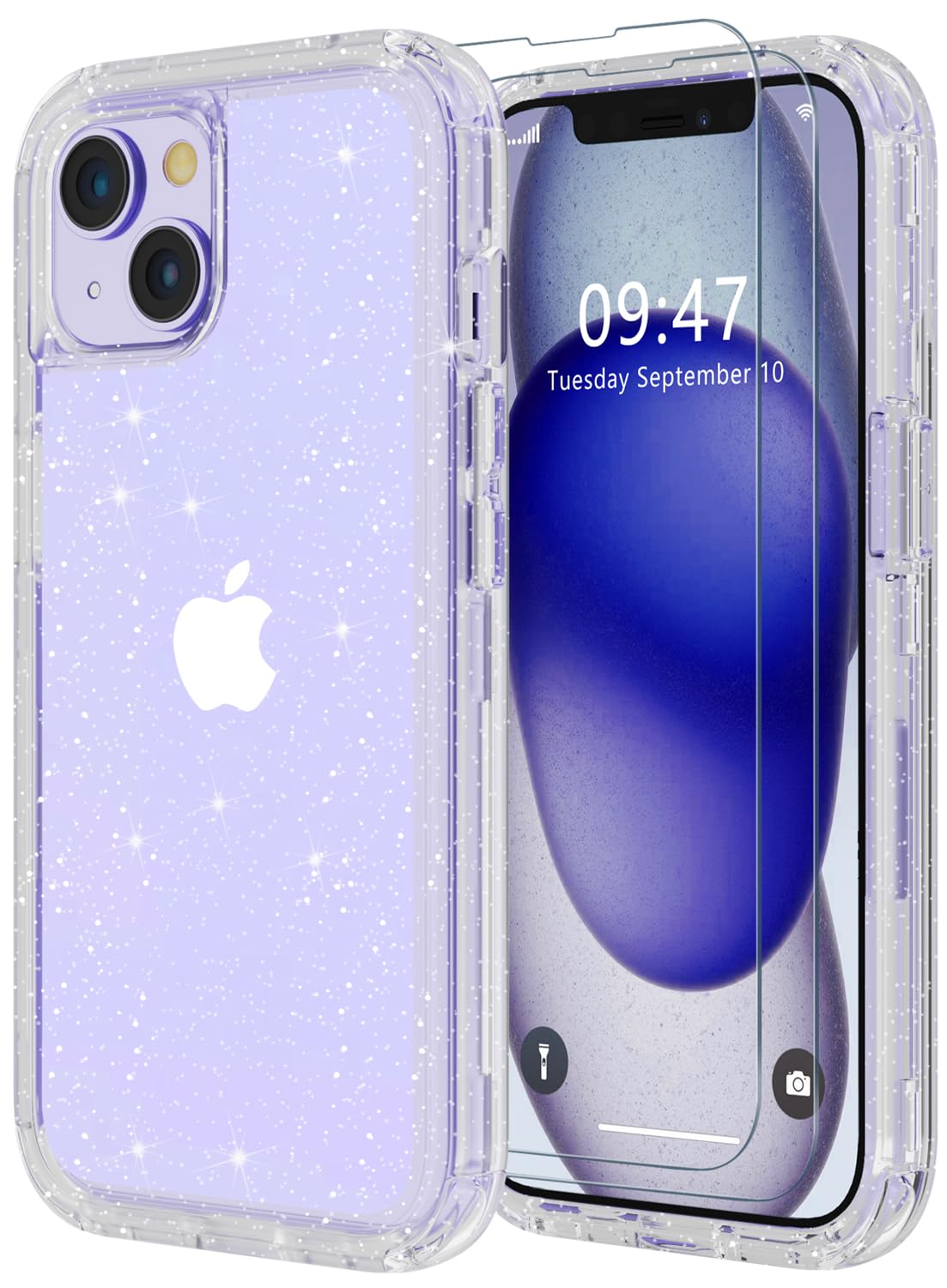 Diverbox for iPhone 15 Case - [Shockproof] [Dropproof] [with Screen Protector ] Heavy Duty Protection Phone Case Cover for Apple iPhone 15 6.1 inch (Clear Flash)