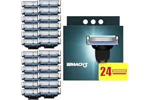 HYCRON Razor Blades for Men - 24PCS Mach3 Razor Blades Refills for Men - Triple-layer Precision Blades with Dual Lubration Strips, Compatible with Mach 3 Man