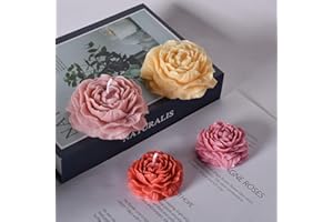 HOMYCOCO Peony Flower Candle Molds with Wick Pin and 50 Wicks,2PCS Silicone Candle Mold for Candle Making,3D Peony Flower Resin Candle Soap Silicone Molds