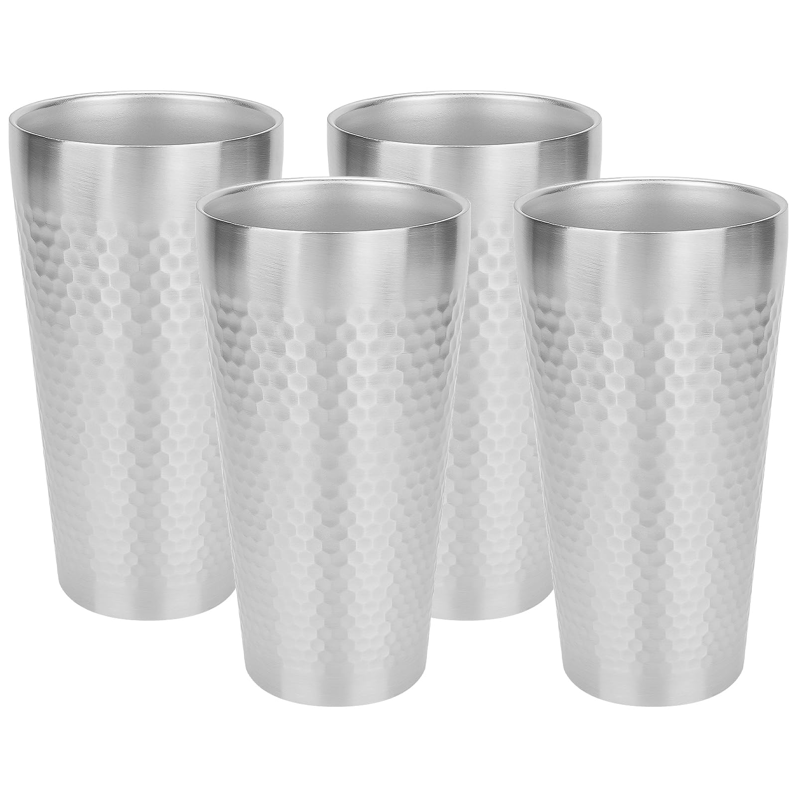 Adorila 4 Pack Stainless Steel Insulated Cups, 18.6 oz Double Wall Metal Cups For Drinking, Reusable Metal Drinking Glasses for Home Office Party Coffee (Silver)