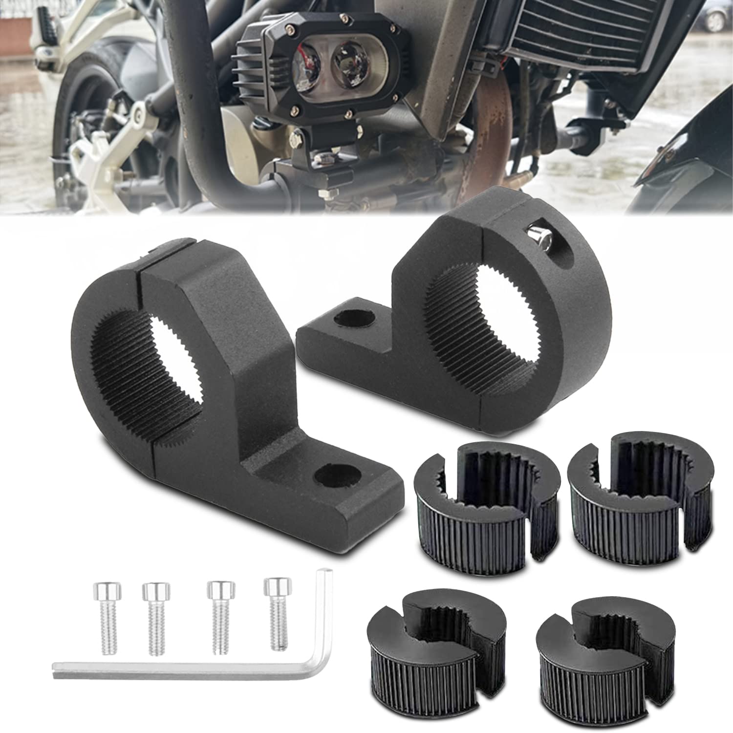 25MM-30MM Universal Light Bar Mount Kit Work Light Tube Clamp Mounting Brackets Bull bar Bumper Lamp Holder for Off-Road Vehicles Car Truck Motorcycle