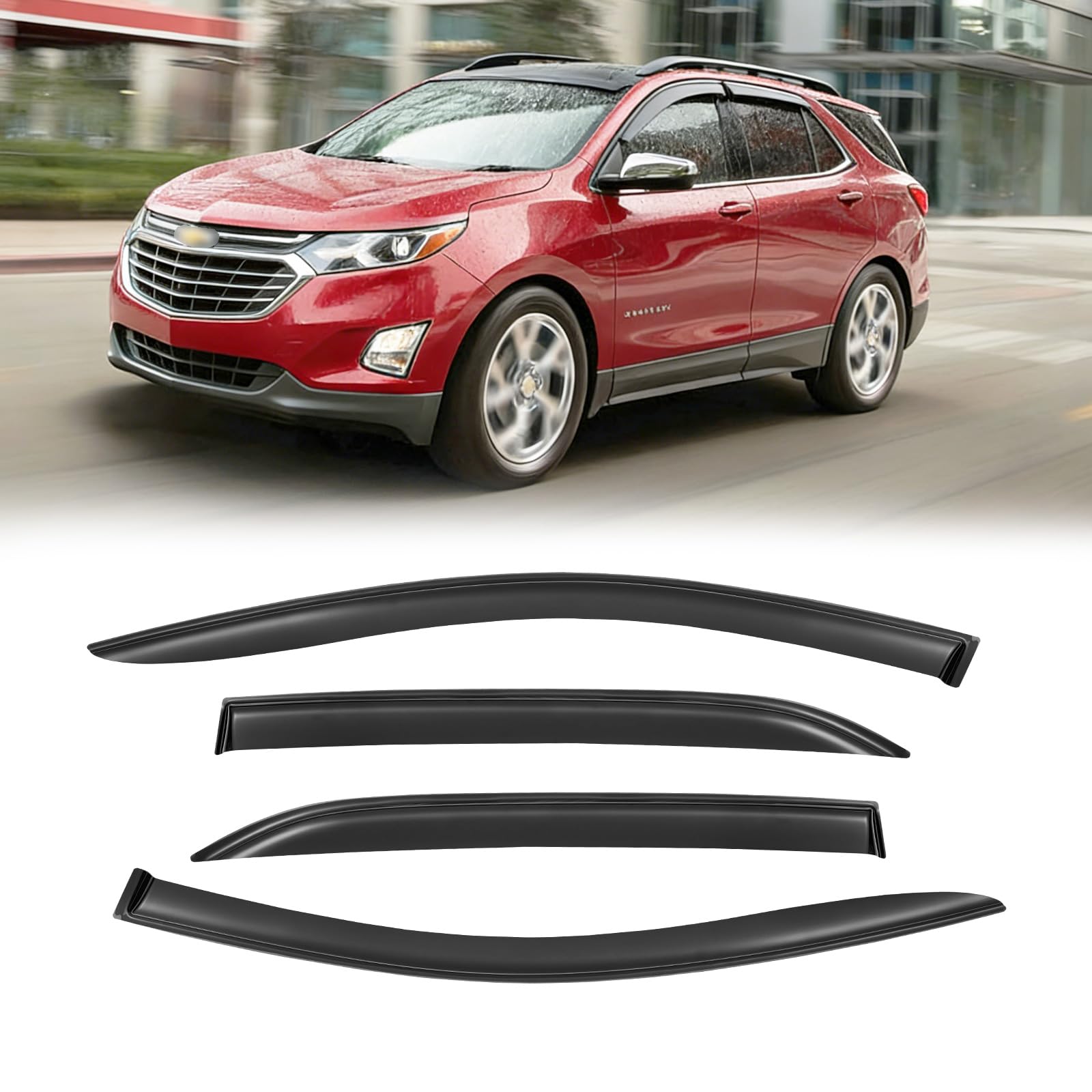 Photo 1 of ***DAMAGED -SELLING AS IS ONLY***
 CMVT Auto Window Visors for Chevy Chevrolet Equinox 2018-2024, Rain Guards Shields Vent Deflector Shade Dark Smoke 2019 2020 2021 2022 2023, Tape-On, 4PCS