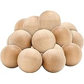 SOUJAP 40PCS 2 Inch Wooden Ball, 50mm Unfinished Wood Balls Spheres for Crafts, DIY Projects