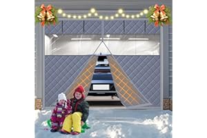 ZEIWEO Garage Door Cover Garage Insulation Kit Insulated Garage Door Screen for Winter Garage Door Insulation Kit 1 Car Made of Oxford and Cotton for Thermal Soundproof(9*7Ft with Clear PVC Windows)