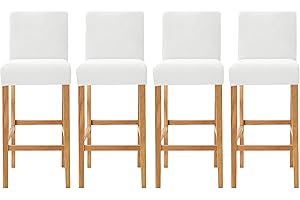 SONNACH Velvet Counter Stool Pub Chair Covers - Removable and Stretchable Slipcovers for a (4, Off White)